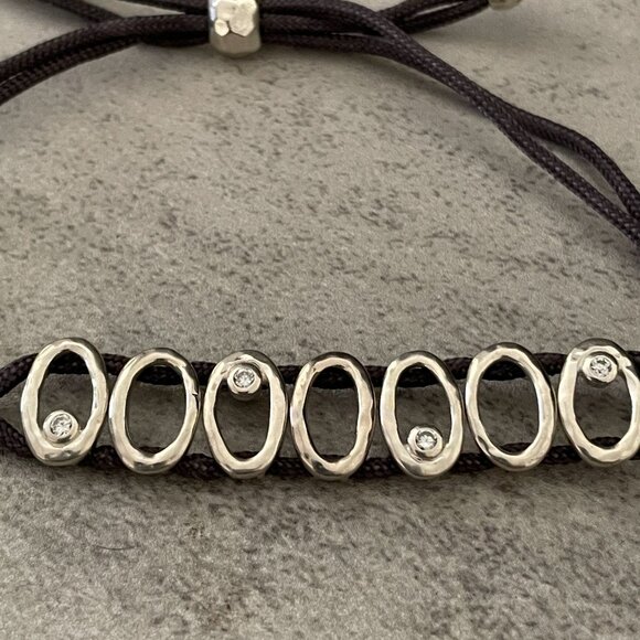 Silpada Sweet Deal Sterling Silver CZ Sliding Cord Bracelet B2418 Adjustable - Picture 4 of 7